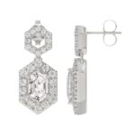 14K WHITE GOLD 2 1/4CT ROUND/KITE STEP CUT DIAMOND LADIES EARRINGS - Image 2