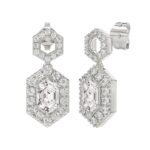 14K WHITE GOLD 2 1/4CT ROUND/KITE STEP CUT DIAMOND LADIES EARRINGS - Image 3