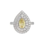 14K WHITE GOLD CRAFTED WITH 18K YELLOW GOLD SHANK  2 1/2CT ROUND/YELLOW PEAR DIAMOND LADIES RING - Image 5