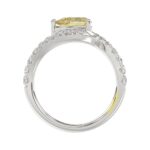 14K WHITE GOLD CRAFTED WITH 18K YELLOW GOLD SHANK  1 1/2CT ROUND/YELLOW PEAR DIAMOND LADIES RING - Image 2