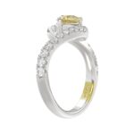 14K WHITE GOLD CRAFTED WITH 18K YELLOW GOLD SHANK  1 1/2CT ROUND/YELLOW PEAR DIAMOND LADIES RING - Image 3