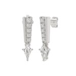 14K WHITE GOLD 3/4CT ROUND/KITE STEP CUT DIAMOND LADIES EARRINGS - Image 3