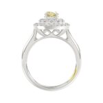14K WHITE GOLD CRAFTED WITH 18K YELLOW GOLD SHANK  1 1/2CT ROUND/YELLOW OVAL DIAMOND LADIES RING - Image 2