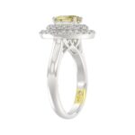 14K WHITE GOLD CRAFTED WITH 18K YELLOW GOLD SHANK  1 1/2CT ROUND/YELLOW OVAL DIAMOND LADIES RING - Image 3