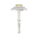 14K WHITE GOLD CRAFTED WITH 18K YELLOW GOLD SHANK  1 1/2CT ROUND/YELLOW OVAL DIAMOND LADIES RING - Image 4
