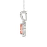 14K WHITE GOLD CRAFTED WITH 18K YELLOW GOLD BACK PLATE 1 1/4CT ROUND/BAGUETTE/PINK RADIANT DIAMOND LADIES PENDANT WITH CHAIN - Image 2