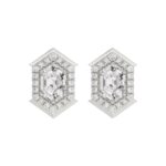 14K WHITE GOLD 1 1/4CT ROUND/HEXAGON DIAMOND LADIES EARRINGS