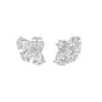 14K WHITE GOLD 1.00CT ROUND/PEAR DIAMOND LADIES EARRINGS - Image 3