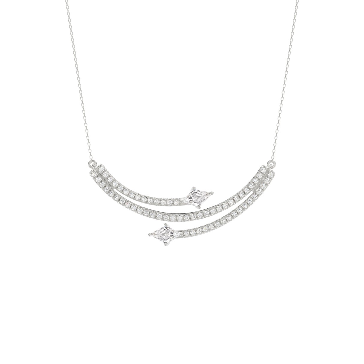 14K WHITE GOLD 1 1/2CT ROUND/LOZENGE DIAMOND LADIES NECKLACE 1 14K WHITE GOLD 1 1/2CT ROUND/LOZENGE DIAMOND LADIES NECKLACE - Image 1