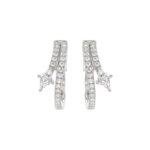 14K WHITE GOLD 3/4CT ROUND/LOZENGE DIAMOND LADIES HOOP EARRINGS