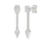 14K WHITE GOLD 1.00CT ROUND/OVAL/KITE DIAMOND LADIES EARRINGS - Image 3