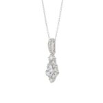 14K WHITE GOLD 1.00CT ROUND/BAGUETTE/KITE DIAMOND LADIES PENDANT WITH CHAIN - Image 3