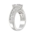 14K WHITE GOLD 3 1/2CT ROUND/BAGUETTE/HEXAGON DIAMOND LADIES RING - Image 3
