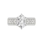 14K WHITE GOLD 3 1/2CT ROUND/BAGUETTE/HEXAGON DIAMOND LADIES RING - Image 5