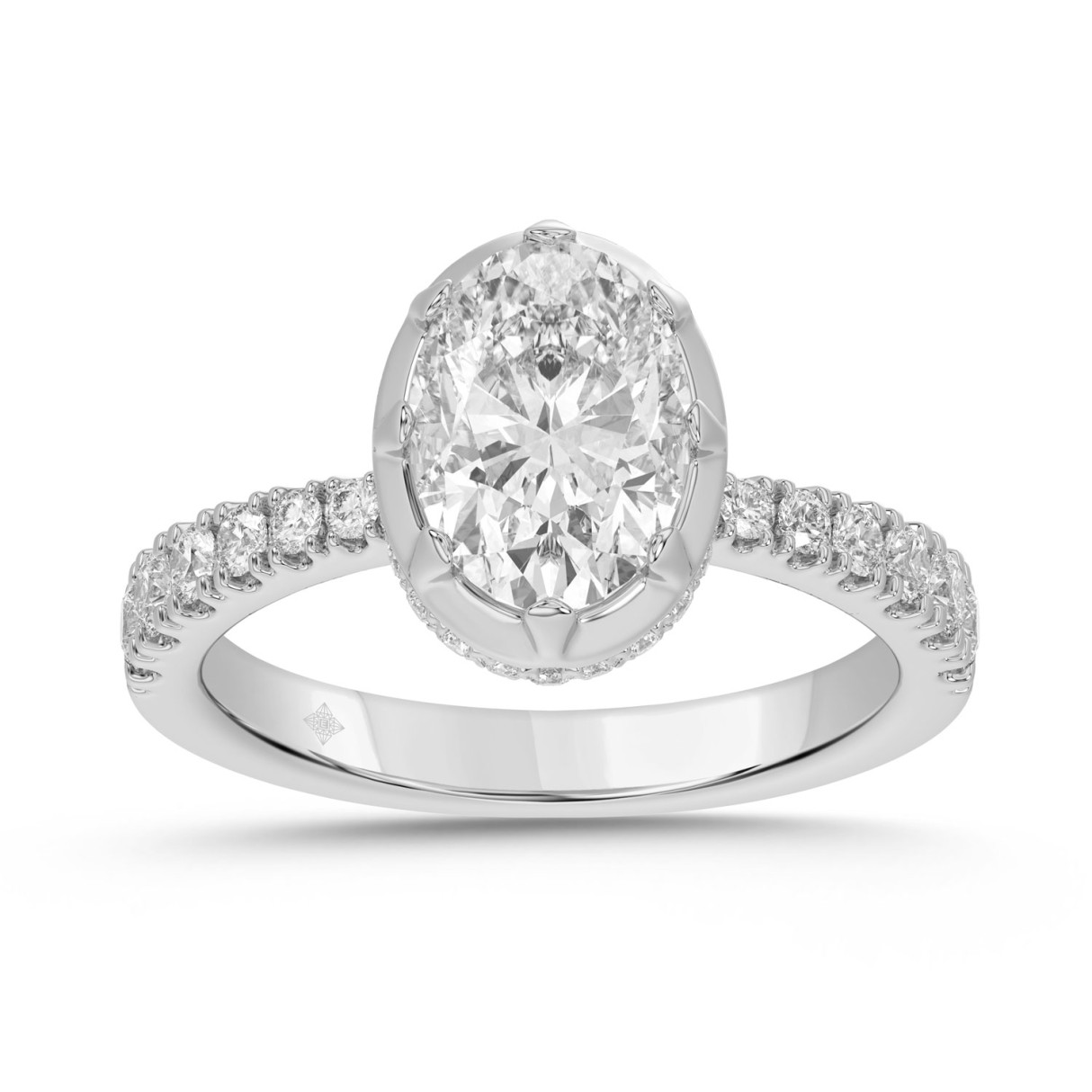 14K WHITE GOLD 2 1/2CT ROUND/OVAL DIAMOND LADIES RING (CENTER STONE OVAL DIAMOND 2CT) 1 14K WHITE GOLD 2 1/2CT ROUND/OVAL DIAMOND LADIES RING (CENTER STONE OVAL DIAMOND 2CT) - Image 1