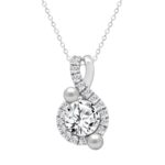 14K WHITE GOLD 1 1/4CT ROUND/PEARL DIAMOND LADIES PENDANT WITH CHAIN