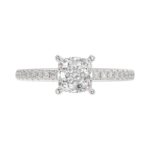 14K WHITE GOLD 1 3/4CT ROUND/CUSHION DIAMOND LADIES RING (CENTER STONE CUSHION DIAMOND 1 1/2CT) - Image 5