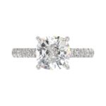 14K WHITE GOLD 3 1/2CT ROUND/CUSHION DIAMOND LADIES RING (CENTER STONE CUSHION DIAMOND 3CT) - Image 5
