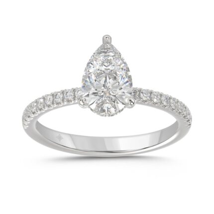 14K WHITE GOLD 1 3/4CT ROUND/PEAR DIAMOND LADIES RING (CENTER STONE PEAR DIAMOND 1 1/2CT)