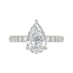 14K WHITE GOLD 3 1/2CT ROUND/PEAR DIAMOND LADIES RING (CENTER STONE PEAR DIAMOND 3CT) - Image 5