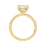 14K YELLOW GOLD 3 1/2CT ROUND/PEAR DIAMOND LADIES RING (CENTER STONE PEAR DIAMOND 3CT) - Image 2