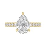 14K YELLOW GOLD 3 1/2CT ROUND/PEAR DIAMOND LADIES RING (CENTER STONE PEAR DIAMOND 3CT) - Image 5