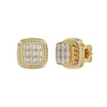 10K YELLOW GOLD 3/4CT ROUND DIAMOND LADIES EARRINGS - Image 3