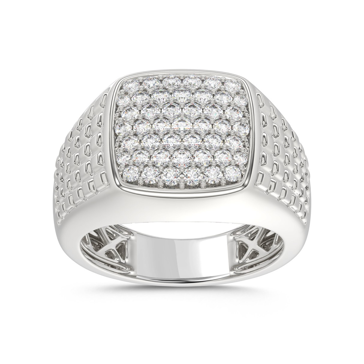10K WHITE GOLD 1.00CT ROUND DIAMOND MEN'S RING 1 10K WHITE GOLD 1.00CT ROUND DIAMOND MEN'S RING - Image 1