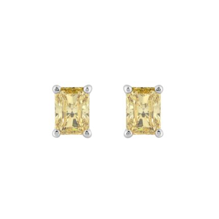 14K WHITE GOLD 1.00CT YELLOW RADIANT DIAMOND LADIES EARRINGS