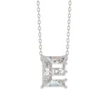 10K WHITE GOLD 1 1/2CT FANCY CUT ALPHABET DIAMOND LADIES PENDANT WITH CHAIN