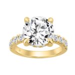 14K YELLOW GOLD 6.00CT ROUND DIAMOND LADIES RING (CENTER STONE ROUND DIAMOND 5CT)