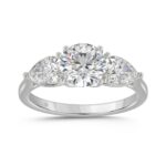 14K WHITE GOLD 2 1/3CT ROUND/PEAR DIAMOND LADIES RING (CENTER STONE ROUND DIAMOND 1 1/4CT)