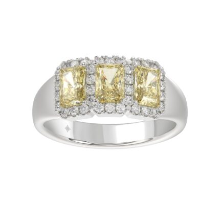 14K WHITE GOLD 1 1/2CT ROUND/YELLOW RADIANT DIAMOND LADIES RING