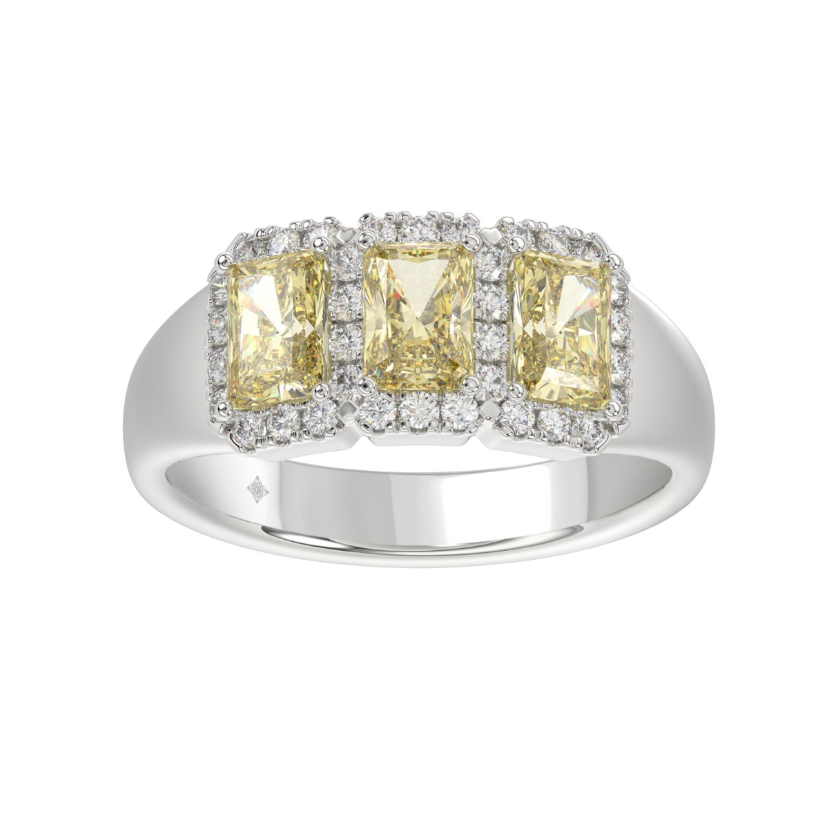 14K WHITE GOLD 1 1/2CT ROUND/YELLOW RADIANT DIAMOND LADIES RING 1 14K WHITE GOLD 1 1/2CT ROUND/YELLOW RADIANT DIAMOND LADIES RING - Image 1
