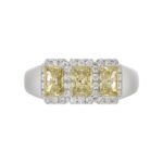 14K WHITE GOLD 1 1/2CT ROUND/YELLOW RADIANT DIAMOND LADIES RING - Image 5