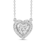 LADIES NECKLACE 1 1/4CT ROUND DIAMOND 14K WHITE GOLD (CENTER STONE HEART DIAMOND 1CT) - Image 4