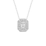 14K WHITE GOLD 1.00CT ROUND/EMERALD DIAMOND LADIES PENDANT (CENTER STONE EMERALD DIAMOND 3/4CT)