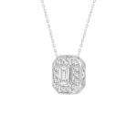 14K WHITE GOLD 1.00CT ROUND/EMERALD DIAMOND LADIES PENDANT (CENTER STONE EMERALD DIAMOND 3/4CT) - Image 3